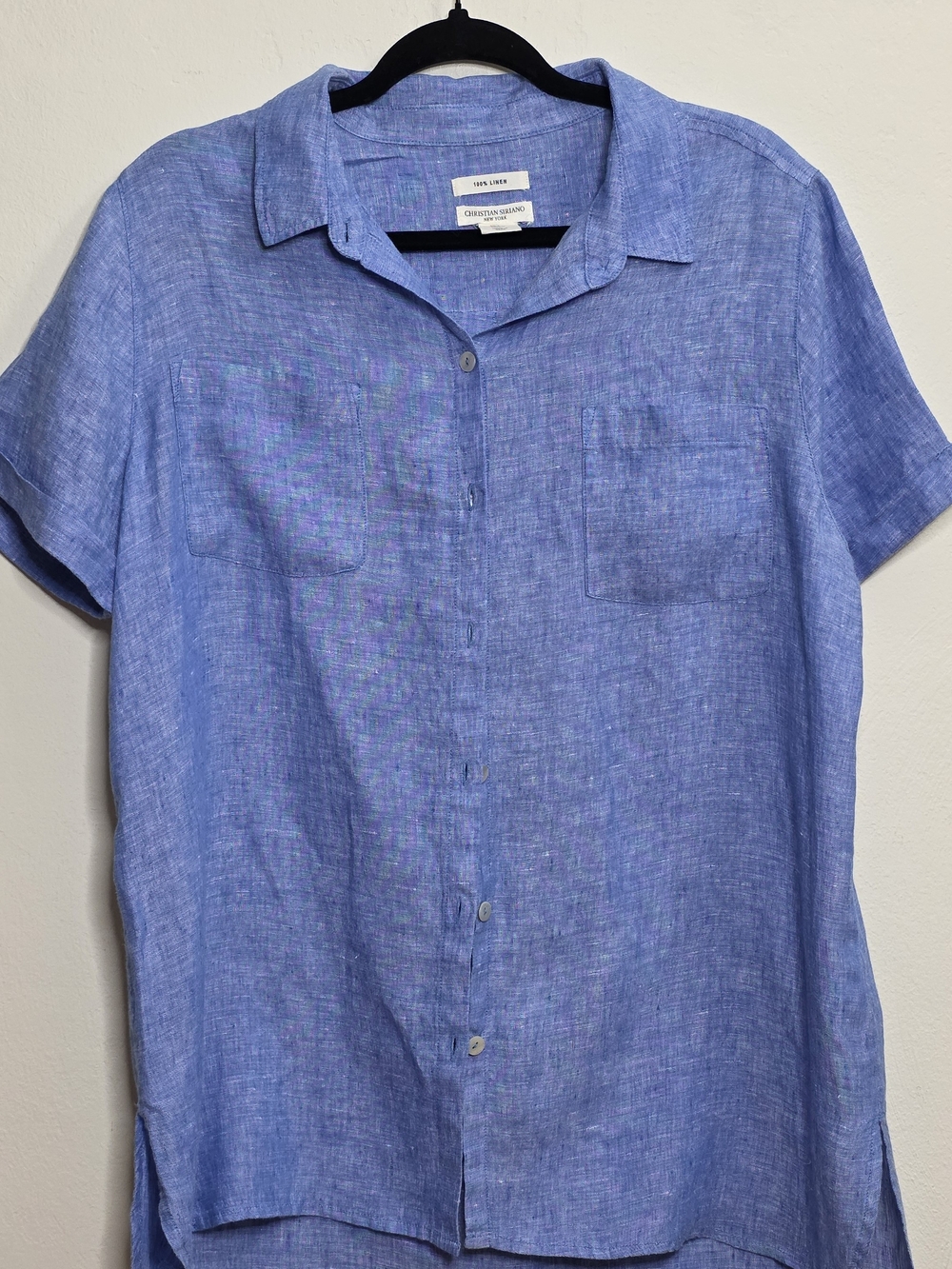 Christian Siriano Sky Blue 100% Linen Shirt